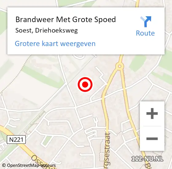 Locatie op kaart van de 112 melding: Brandweer Met Grote Spoed Naar Soest, Driehoeksweg op 9 mei 2016 22:38