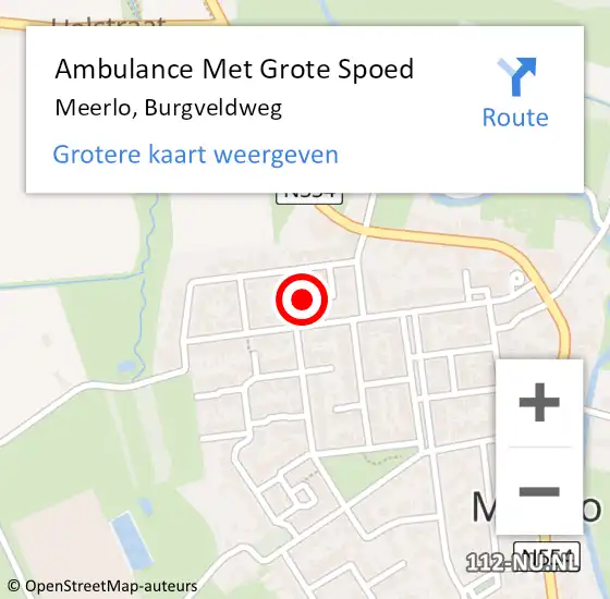 Locatie op kaart van de 112 melding: Ambulance Met Grote Spoed Naar Meerlo, Burgveldweg op 14 december 2013 13:44