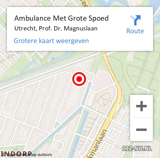 Locatie op kaart van de 112 melding: Ambulance Met Grote Spoed Naar Utrecht, Prof. Dr. Magnuslaan op 10 mei 2016 08:18