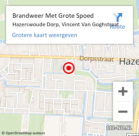 Locatie op kaart van de 112 melding: Brandweer Met Grote Spoed Naar Hazerswoude Dorp, Vincent Van Goghstraat op 10 mei 2016 09:09