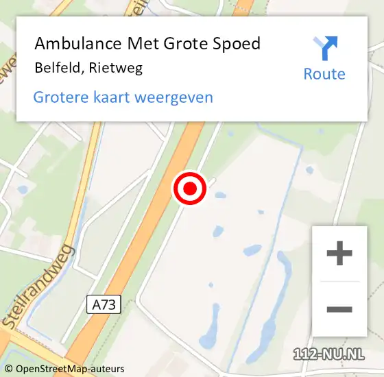 Locatie op kaart van de 112 melding: Ambulance Met Grote Spoed Naar Belfeld, Rietweg op 10 mei 2016 09:44