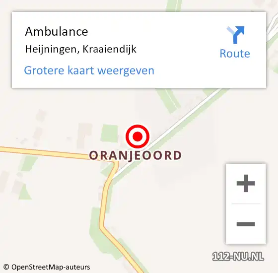 Locatie op kaart van de 112 melding: Ambulance Heijningen, Kraaiendijk op 10 mei 2016 09:54