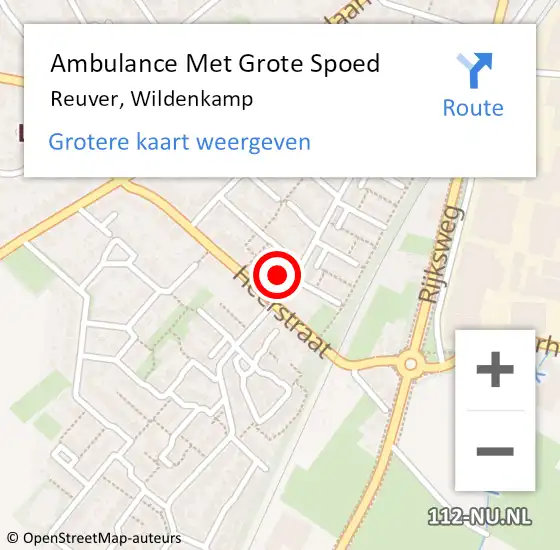 Locatie op kaart van de 112 melding: Ambulance Met Grote Spoed Naar Reuver, Wildenkamp op 10 mei 2016 10:55