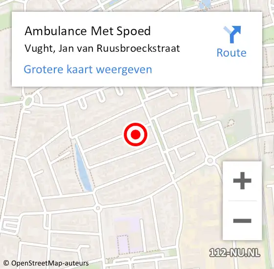 Locatie op kaart van de 112 melding: Ambulance Met Spoed Naar Vught, Jan van Ruusbroeckstraat op 10 mei 2016 12:19