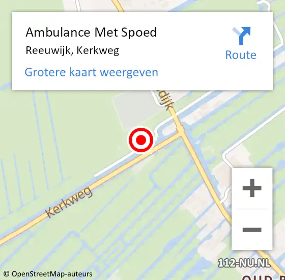 Locatie op kaart van de 112 melding: Ambulance Met Spoed Naar Reeuwijk, Kerkweg op 10 mei 2016 12:44