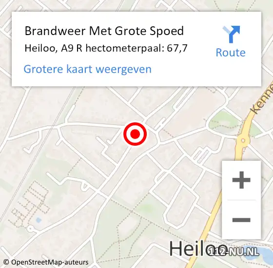 Locatie op kaart van de 112 melding: Brandweer Met Grote Spoed Naar Heiloo, A9 R hectometerpaal: 67,7 op 10 mei 2016 12:49