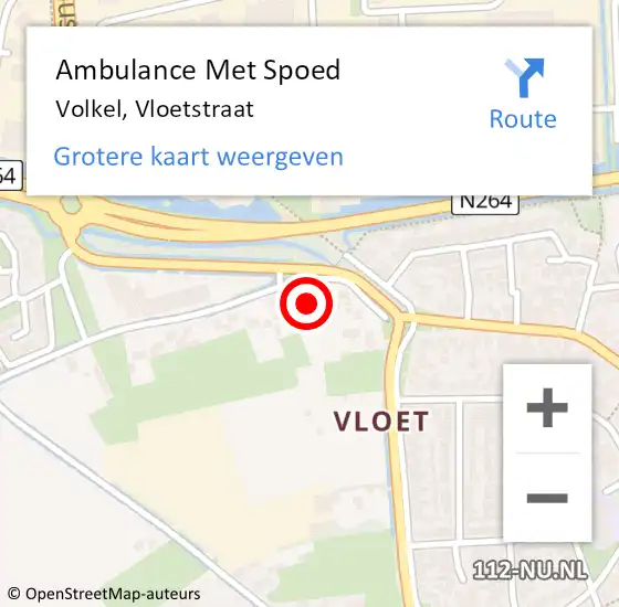 Locatie op kaart van de 112 melding: Ambulance Met Spoed Naar Volkel, Vloetstraat op 10 mei 2016 13:28