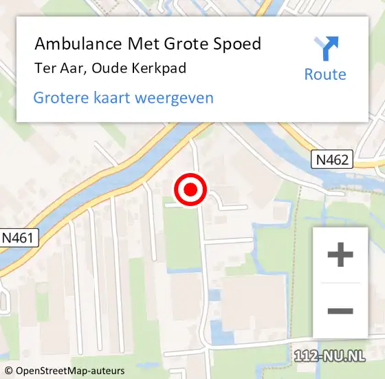 Locatie op kaart van de 112 melding: Ambulance Met Grote Spoed Naar Ter Aar, Oude Kerkpad op 10 mei 2016 14:30