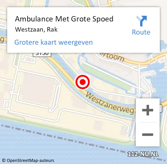 Locatie op kaart van de 112 melding: Ambulance Met Grote Spoed Naar Westzaan, Rak op 10 mei 2016 14:50