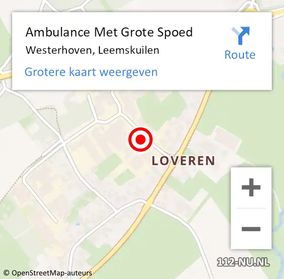 Locatie op kaart van de 112 melding: Ambulance Met Grote Spoed Naar Westerhoven, Leemskuilen op 10 mei 2016 15:10
