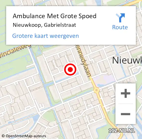 Locatie op kaart van de 112 melding: Ambulance Met Grote Spoed Naar Nieuwkoop, Gabrielstraat op 10 mei 2016 15:28