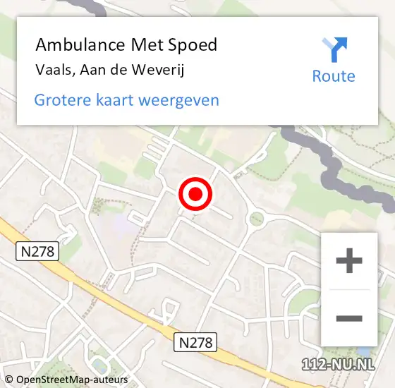 Locatie op kaart van de 112 melding: Ambulance Met Spoed Naar Vaals, Aan de Weverij op 14 december 2013 15:14