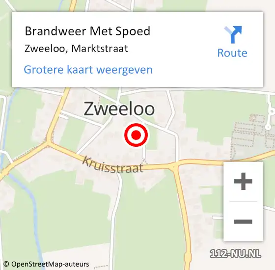 Locatie op kaart van de 112 melding: Brandweer Met Spoed Naar Zweeloo, Marktstraat op 10 mei 2016 16:51