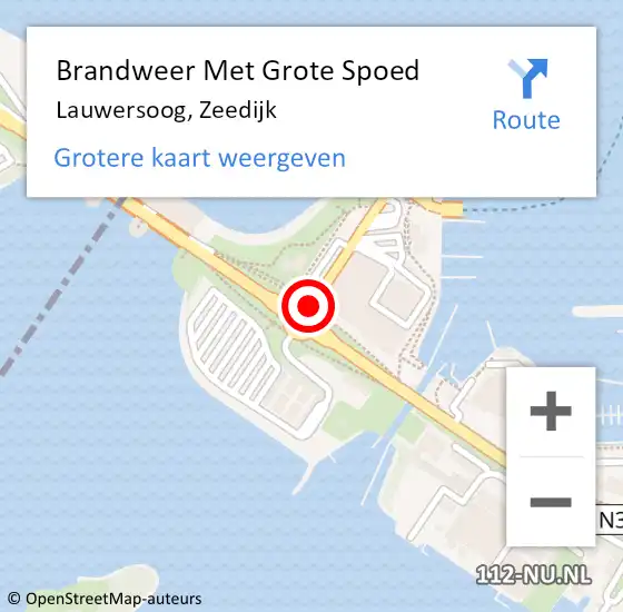 Locatie op kaart van de 112 melding: Brandweer Met Grote Spoed Naar Lauwersoog, Zeedijk op 10 mei 2016 17:24