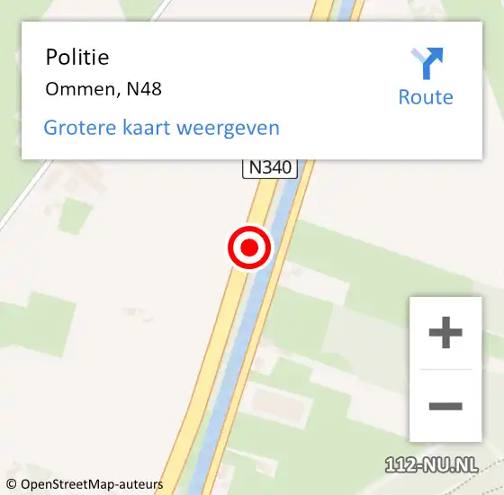 Locatie op kaart van de 112 melding: Politie Ommen, N48 op 10 mei 2016 17:28