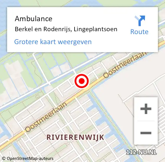 Locatie op kaart van de 112 melding: Ambulance Berkel en Rodenrijs, Lingeplantsoen op 10 mei 2016 17:31