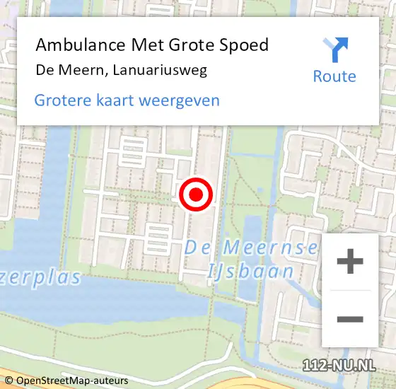 Locatie op kaart van de 112 melding: Ambulance Met Grote Spoed Naar De Meern, Lanuariusweg op 10 mei 2016 17:40