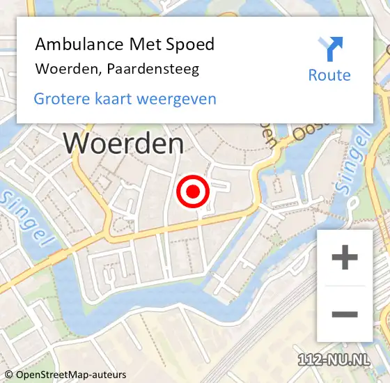 Locatie op kaart van de 112 melding: Ambulance Met Spoed Naar Woerden, Paardensteeg op 10 mei 2016 18:46