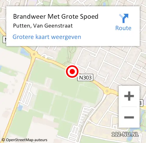 Locatie op kaart van de 112 melding: Brandweer Met Grote Spoed Naar Putten, Van Geenstraat op 10 mei 2016 19:24