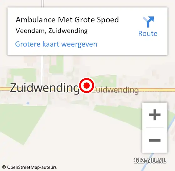 Locatie op kaart van de 112 melding: Ambulance Met Grote Spoed Naar Veendam, Zuidwending op 10 mei 2016 20:02