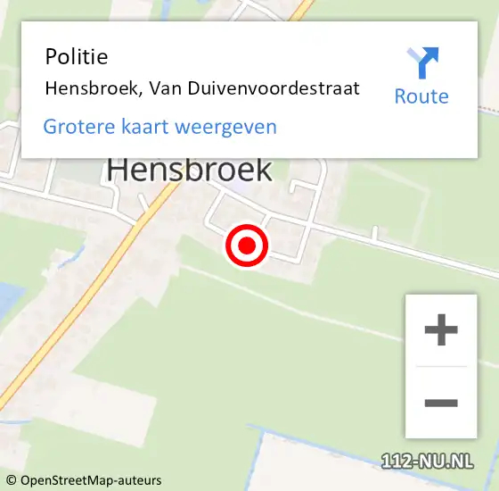 Locatie op kaart van de 112 melding: Politie Hensbroek, Van Duivenvoordestraat op 10 mei 2016 20:22