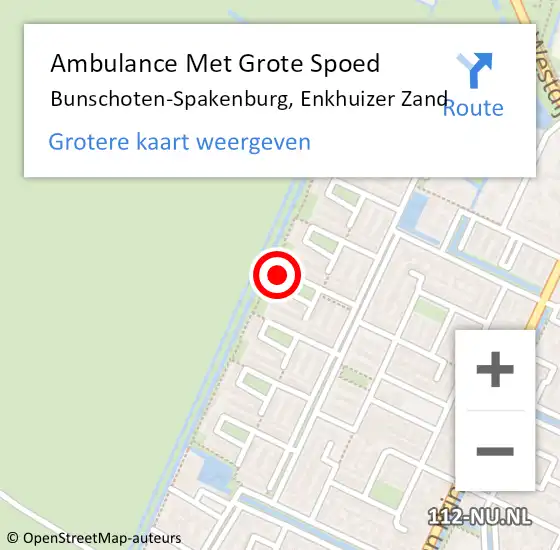 Locatie op kaart van de 112 melding: Ambulance Met Grote Spoed Naar Bunschoten-Spakenburg, Enkhuizer Zand op 10 mei 2016 20:28