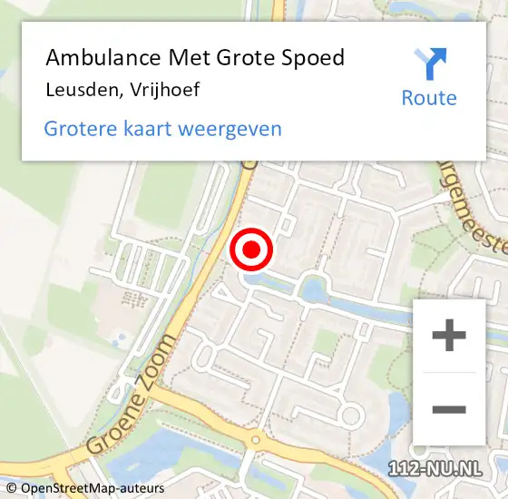 Locatie op kaart van de 112 melding: Ambulance Met Grote Spoed Naar Leusden, Vrijhoef op 10 mei 2016 21:29