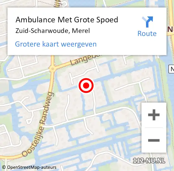 Locatie op kaart van de 112 melding: Ambulance Met Grote Spoed Naar Zuid-Scharwoude, Merel op 10 mei 2016 21:34