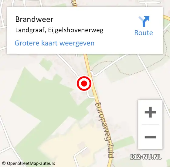 Locatie op kaart van de 112 melding: Brandweer Landgraaf, Eijgelshovenerweg op 10 mei 2016 21:45