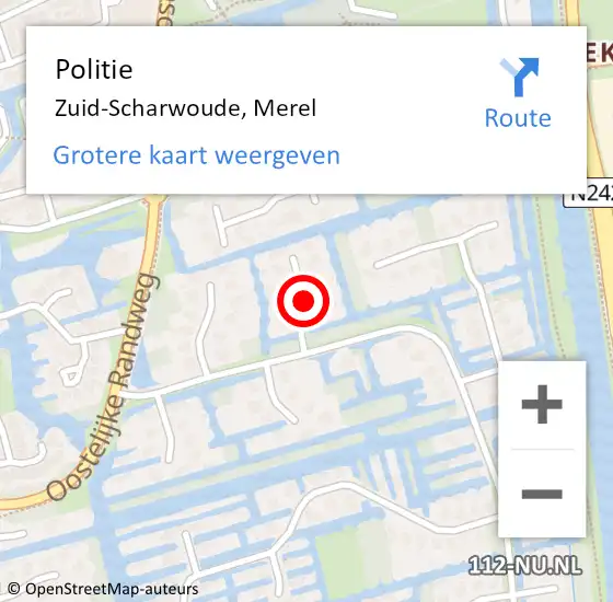 Locatie op kaart van de 112 melding: Politie Zuid-Scharwoude, Merel op 10 mei 2016 21:46