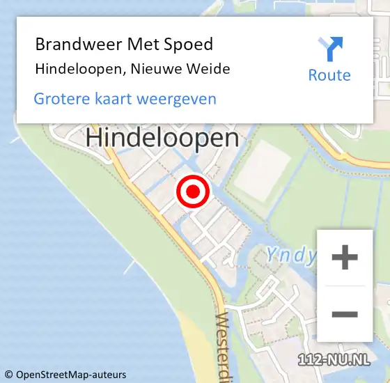 Locatie op kaart van de 112 melding: Brandweer Met Spoed Naar Hindeloopen, Nieuwe Weide op 10 mei 2016 21:59