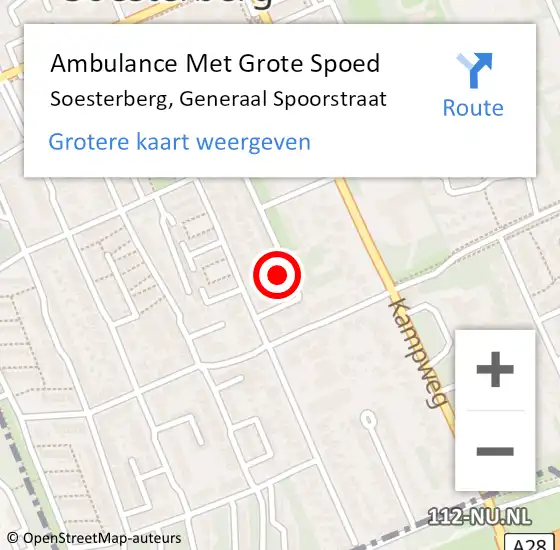 Locatie op kaart van de 112 melding: Ambulance Met Grote Spoed Naar Soesterberg, Generaal Spoorstraat op 10 mei 2016 22:18