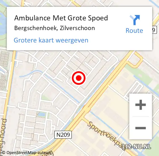 Locatie op kaart van de 112 melding: Ambulance Met Grote Spoed Naar Bergschenhoek, Zilverschoon op 10 mei 2016 23:08