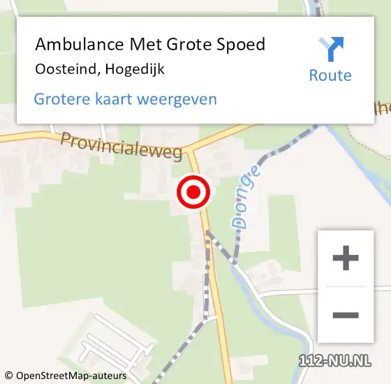 Locatie op kaart van de 112 melding: Ambulance Met Grote Spoed Naar Oosteind, Hogedijk op 10 mei 2016 23:35