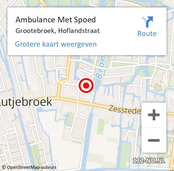 Locatie op kaart van de 112 melding: Ambulance Met Spoed Naar Grootebroek, Hoflandstraat op 11 mei 2016 02:23