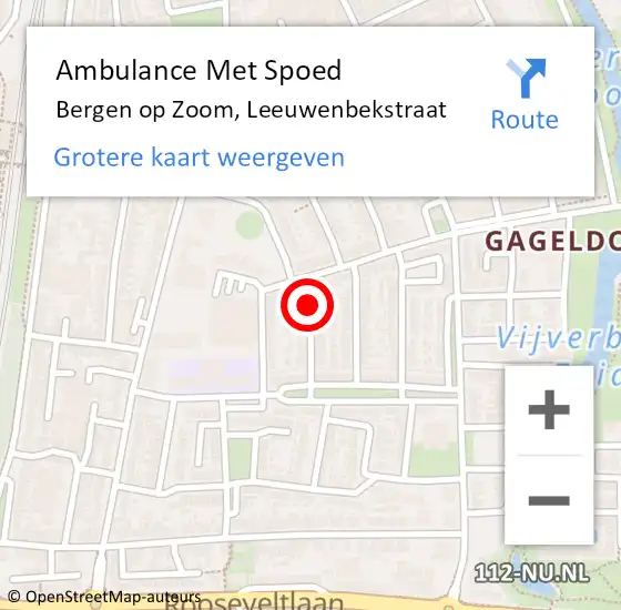Locatie op kaart van de 112 melding: Ambulance Met Spoed Naar Bergen op Zoom, Leeuwenbekstraat op 14 december 2013 16:13