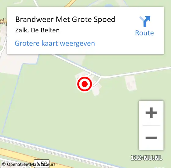 Locatie op kaart van de 112 melding: Brandweer Met Grote Spoed Naar Zalk, De Belten op 11 mei 2016 03:07