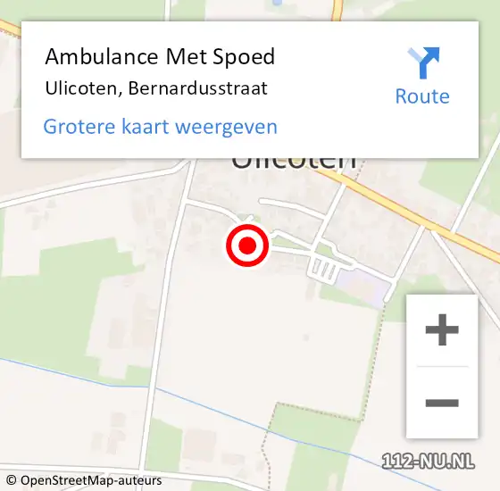 Locatie op kaart van de 112 melding: Ambulance Met Spoed Naar Ulicoten, Bernardusstraat op 11 mei 2016 08:17