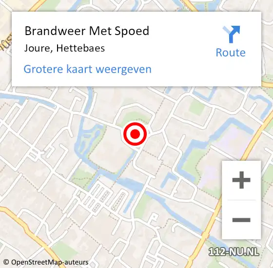 Locatie op kaart van de 112 melding: Brandweer Met Spoed Naar Joure, Hettebaes op 14 december 2013 16:27