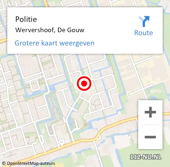 Locatie op kaart van de 112 melding: Politie Wervershoof, De Gouw op 11 mei 2016 09:49