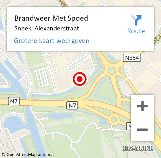 Locatie op kaart van de 112 melding: Brandweer Met Spoed Naar Sneek, Alexanderstraat op 14 december 2013 16:42