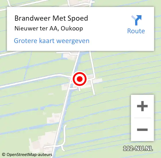 Locatie op kaart van de 112 melding: Brandweer Met Spoed Naar Nieuwer ter AA, Oukoop op 11 mei 2016 11:31