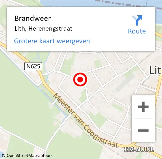 Locatie op kaart van de 112 melding: Brandweer Lith, Herenengstraat op 11 mei 2016 11:40