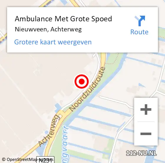 Locatie op kaart van de 112 melding: Ambulance Met Grote Spoed Naar Nieuwveen, Achterweg op 11 mei 2016 12:03