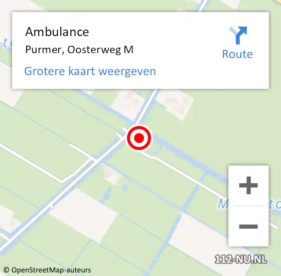 Locatie op kaart van de 112 melding: Ambulance Purmer, Oosterweg M op 11 mei 2016 12:12