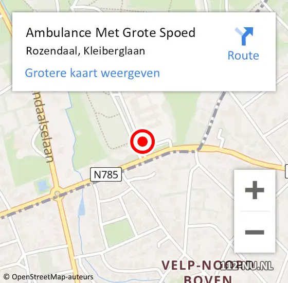 Locatie op kaart van de 112 melding: Ambulance Met Grote Spoed Naar Rozendaal, Kleiberglaan op 11 mei 2016 13:23