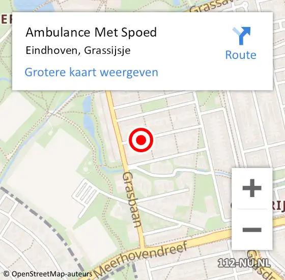 Locatie op kaart van de 112 melding: Ambulance Met Spoed Naar Eindhoven, Grassijsje op 11 mei 2016 13:29