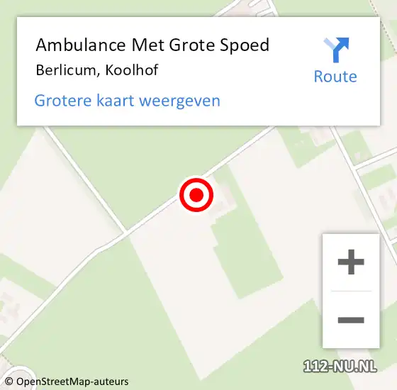 Locatie op kaart van de 112 melding: Ambulance Met Grote Spoed Naar Berlicum, Koolhof op 11 mei 2016 13:36