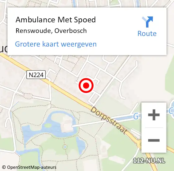 Locatie op kaart van de 112 melding: Ambulance Met Spoed Naar Renswoude, Overbosch op 11 mei 2016 13:47