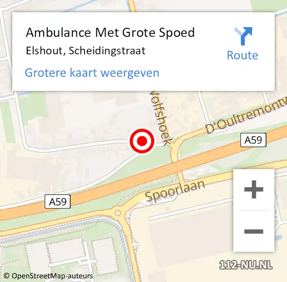 Locatie op kaart van de 112 melding: Ambulance Met Grote Spoed Naar Elshout, Scheidingstraat op 14 december 2013 17:13